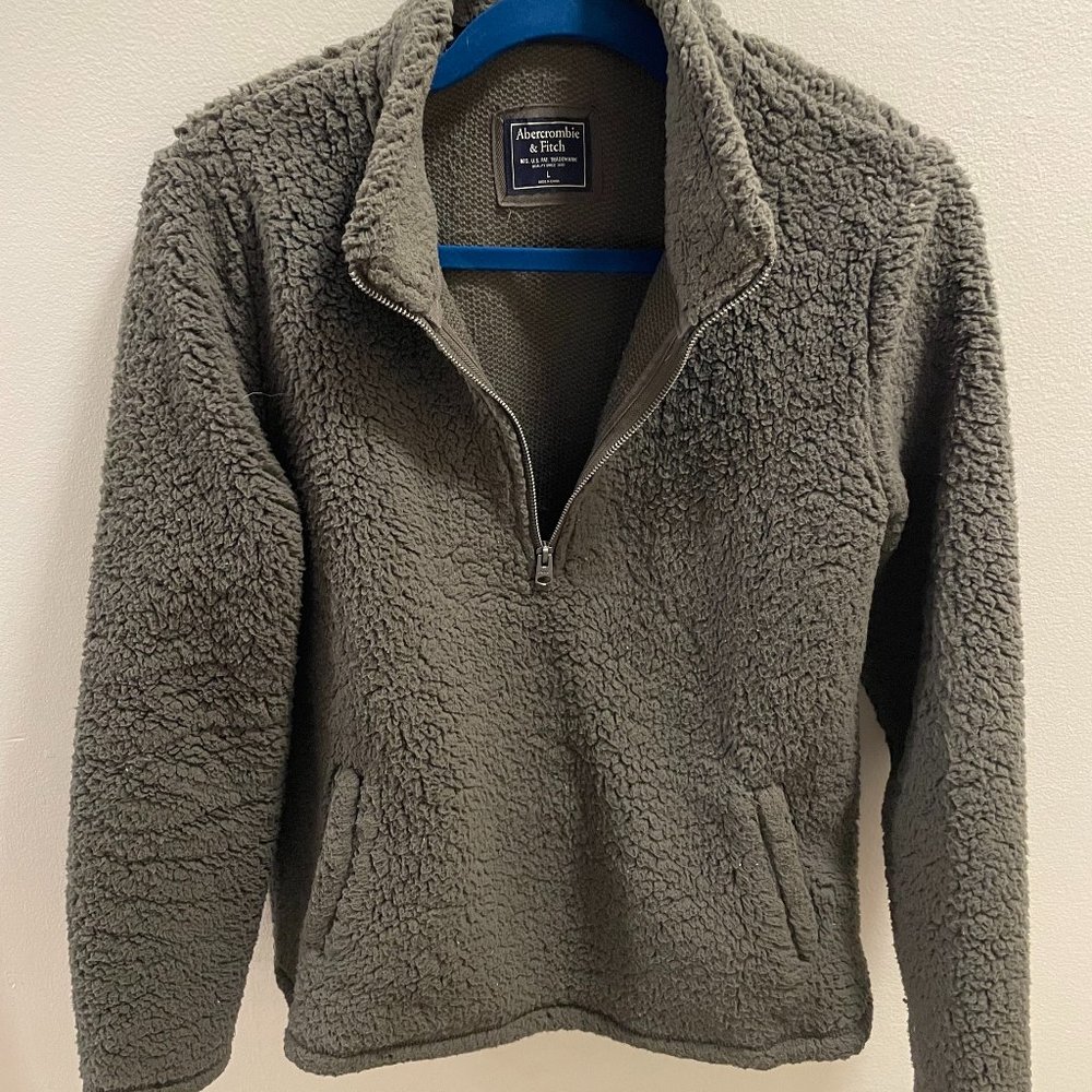 Abercrombie Olive Green Sherpa Pullover